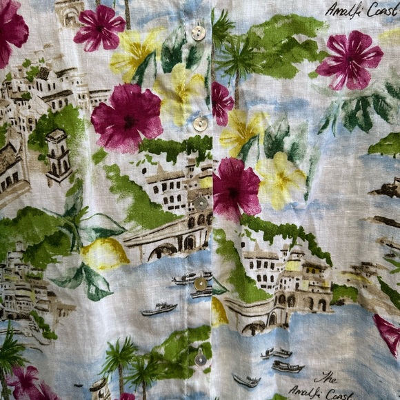 Cynthia Rowley 2X 100% Linen Amalfi Coast Blouse Roll Tab Sleeve Button Down - Picture 12 of 12